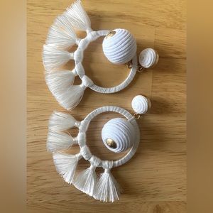 Tuckernuck White Raffia Dreamcatcher Tassel Earrings